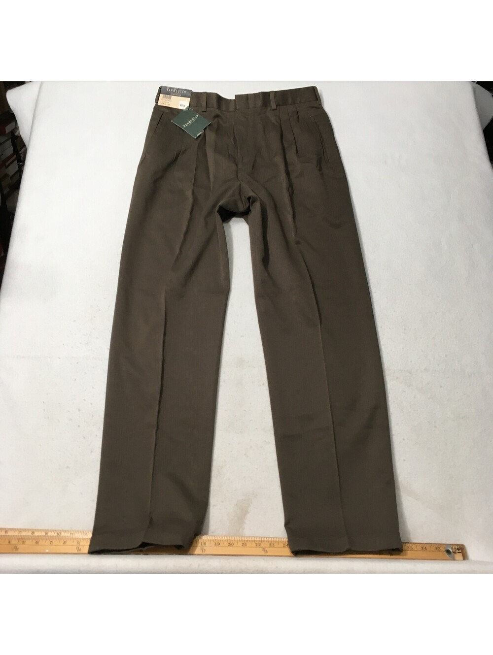 Van Heusen MICROMATTIQUE BRIARWOOD Dress Pants Grey 34x34 Y2K VINTAGE NOS